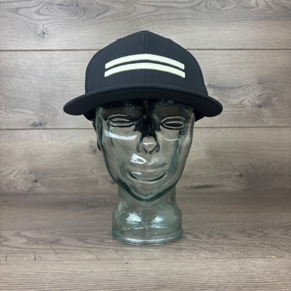 Warstic BATTLE Fitted Hat Men's L/XL White Warstripe Logo Black Baseball Cap